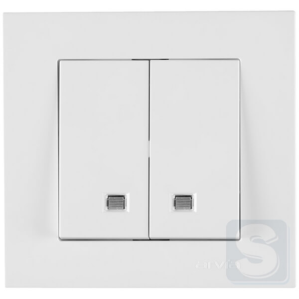 Вимикач двоклавішний з підсвічуванням Arvia Electric KAREN Білий (20 01 1000 203)